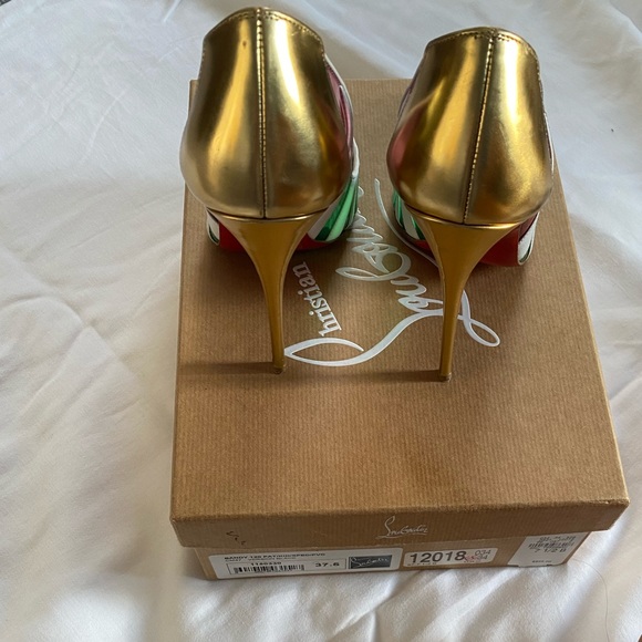 Authentic Christian Louboutin leather/patent leather multi color pumps - Picture 2 of 5